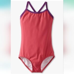 Kanu Surf. Girls. One Piece Swimsuit. Size 10. Pink with Purple Trim. NWT.